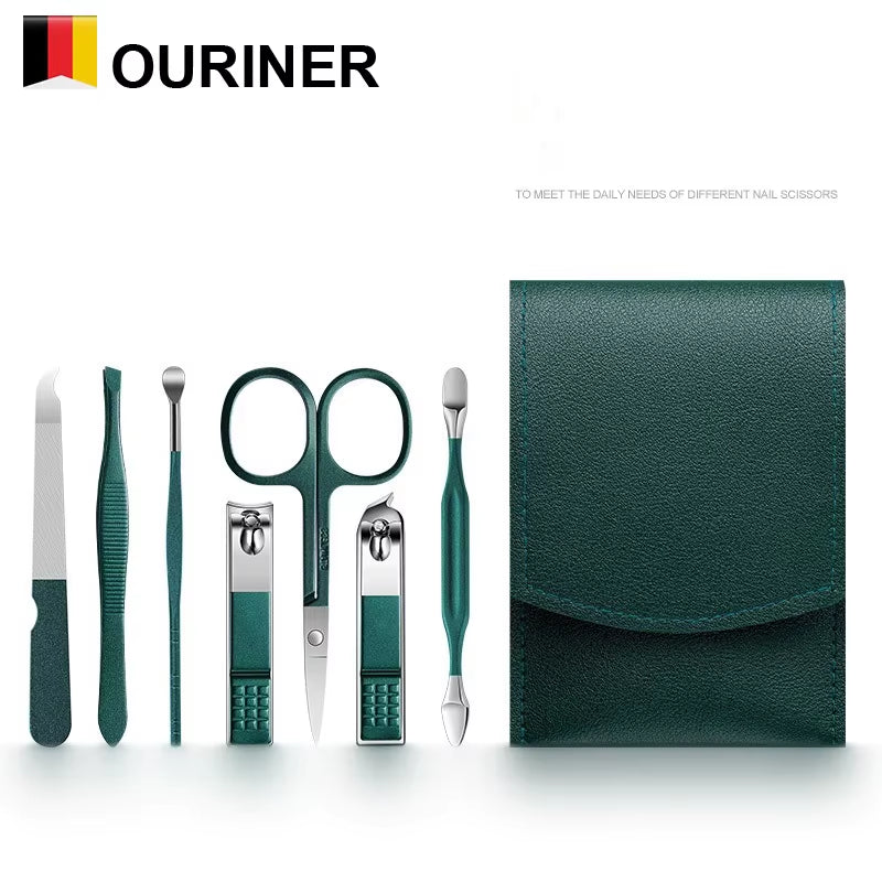 7Pcs Manicure Sets Kits Nail Clipper Set Personal Care Tools Portable Travel Bag with Eyebrow Scissors Ear Pick