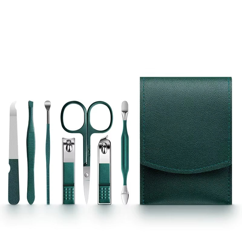 7Pcs Manicure Sets Kits Nail Clipper Set Personal Care Tools Portable Travel Bag with Eyebrow Scissors Ear Pick