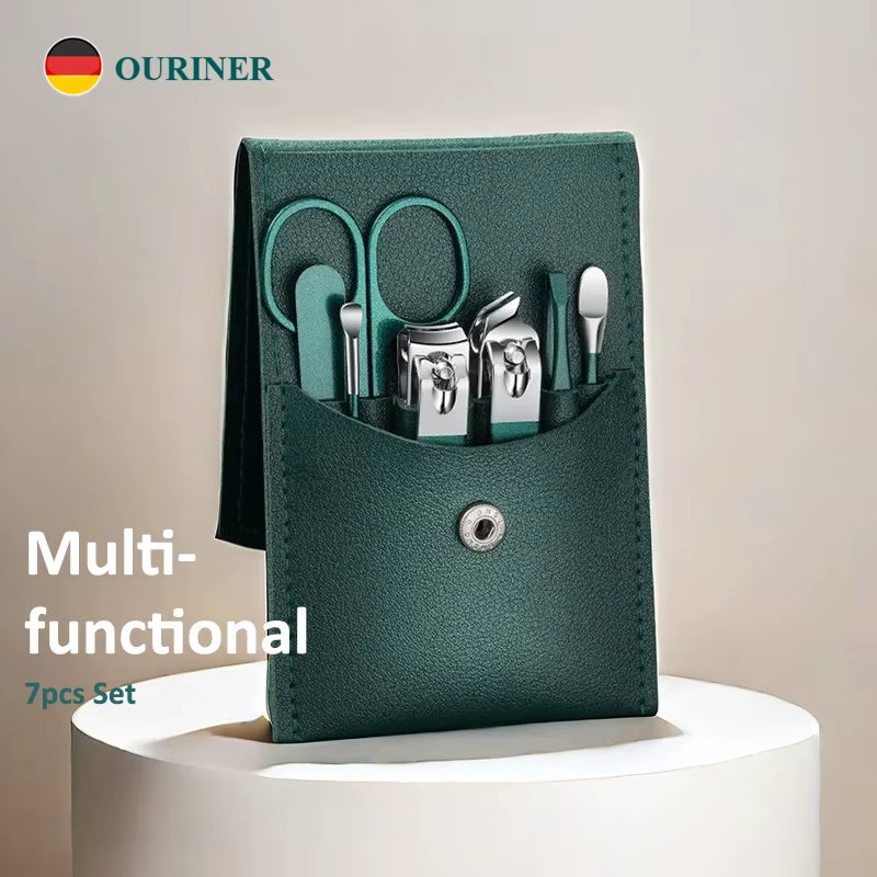 7Pcs Manicure Sets Kits Nail Clipper Set Personal Care Tools Portable Travel Bag with Eyebrow Scissors Ear Pick