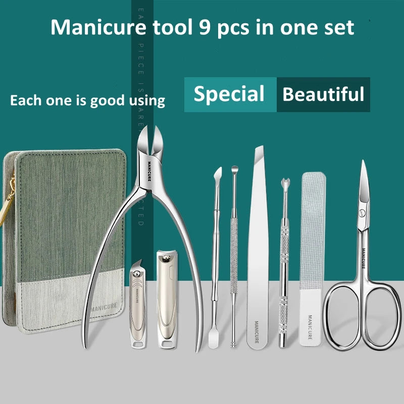Manicure Set Pedicure Sets Nail Clipper Stainless Steel Professional Nail Cutter Tools with Travel Case Kit